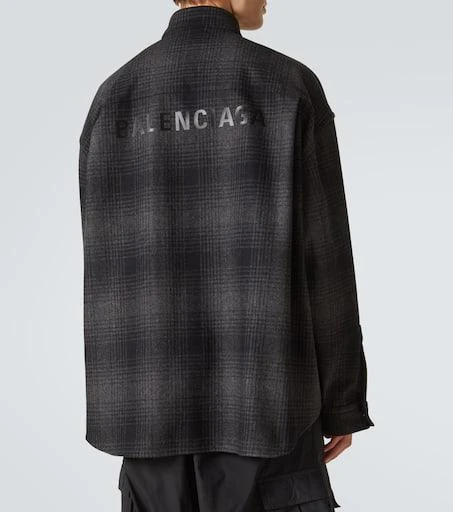 Balenciaga Checked wool-blend flannel shirt 4
