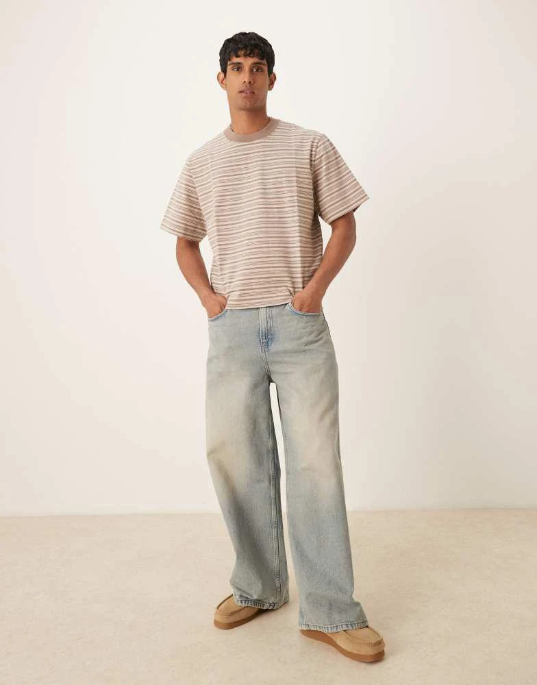 Abercrombie & Fitch Abercrombie & Fitch premium heavy weight cropped t-shirt in brown stripe 4