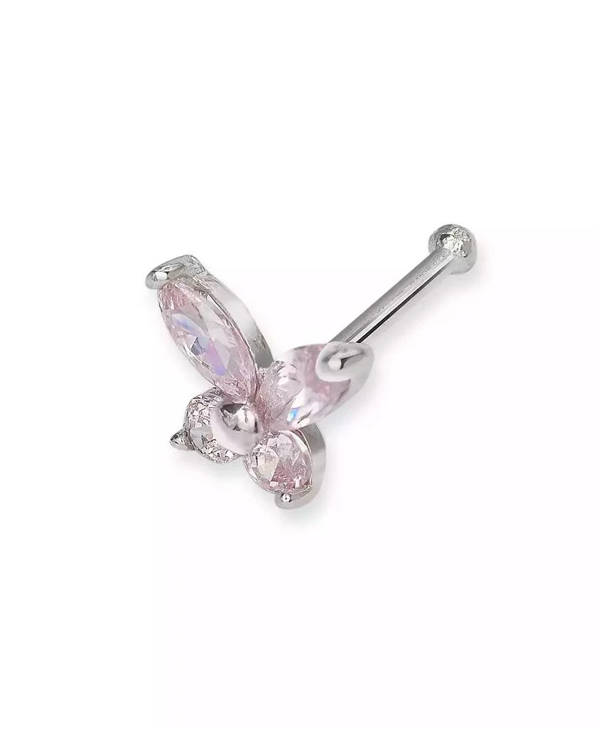 Curata Jewelry Solid 14k Gold 20g Cubic Zirconia Butterfly Nose stud