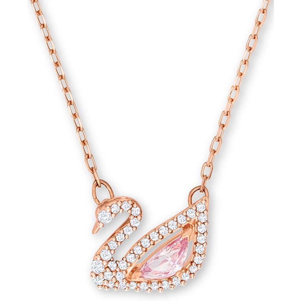 Swarovski Rose Gold-Tone Crystal Swan Pendant Necklace, 14-7/8" + 2" extender