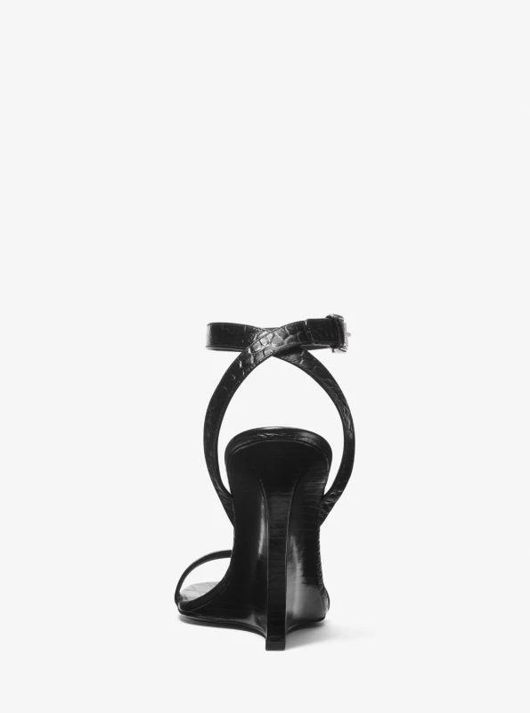 Michael Kors Claudia Crocodile Embossed Leather Wedge Sandal 3