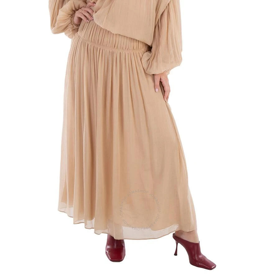 Chloé Ladies Barley Brown Wool Flared Long Skirt 3