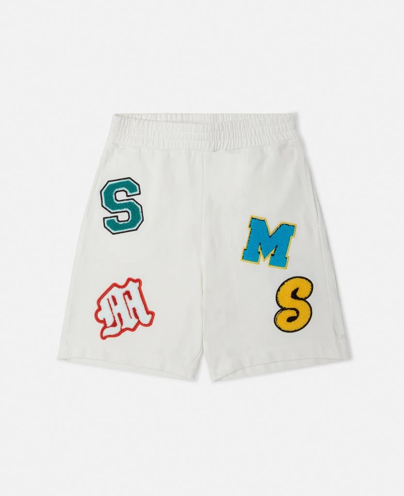 Stella McCartney Stella McCartney - Brand Initials Embroidered Shorts, Cream, Size: 4 1