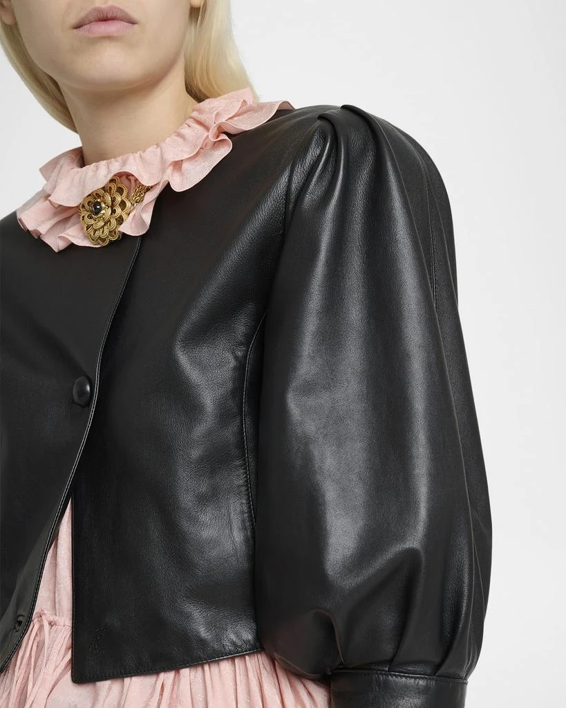 Chloé Leather Puff-Sleeve Crop Jacket 5