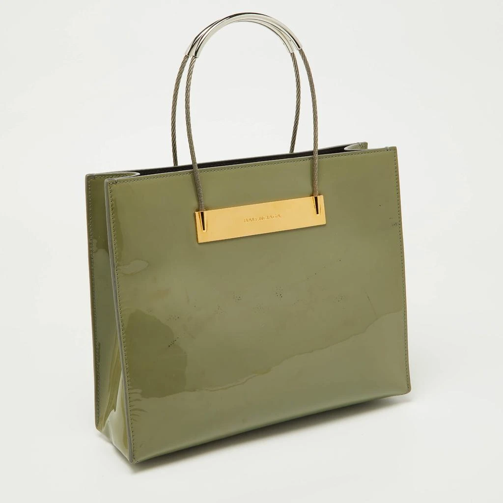 Balenciaga Balenciaga Grey Patent Leather Small Cable Shopper Tote 3