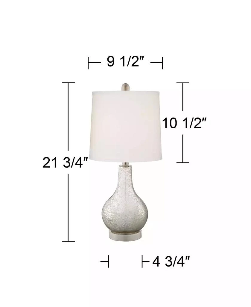 360 Lighting Ledger Modern Accent Table Lamps 21 3/4" High Set of 2 Mercury Glass with USB Charging Port Off-White Drum Shade for Family Office Desk 7