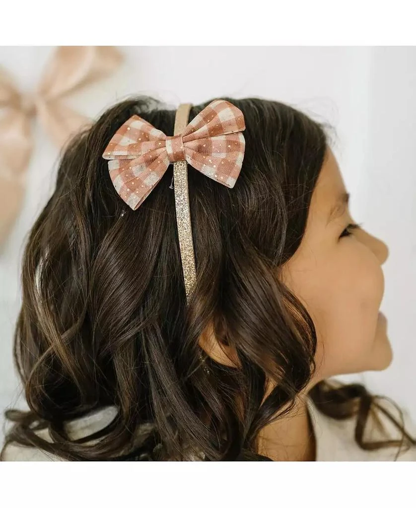 Sweet Wink Child Girl
s Gingham Printed Tulle Bow Headband 4