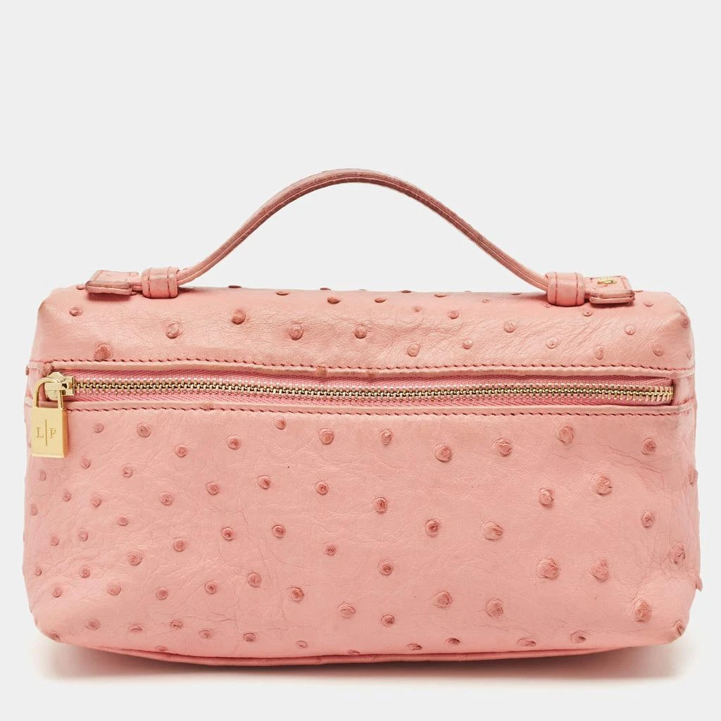 Loro Piana Loro Piana Pink Ostrich Leather Extra Pocket L19 Pouch 1