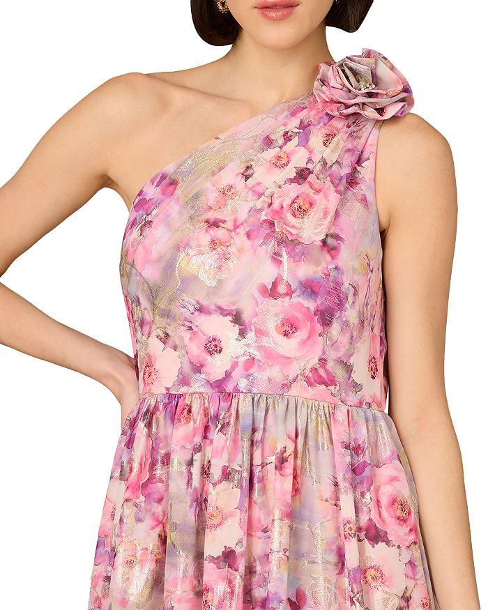 Aidan Mattox Printed One Shoulder Jacquard Gown