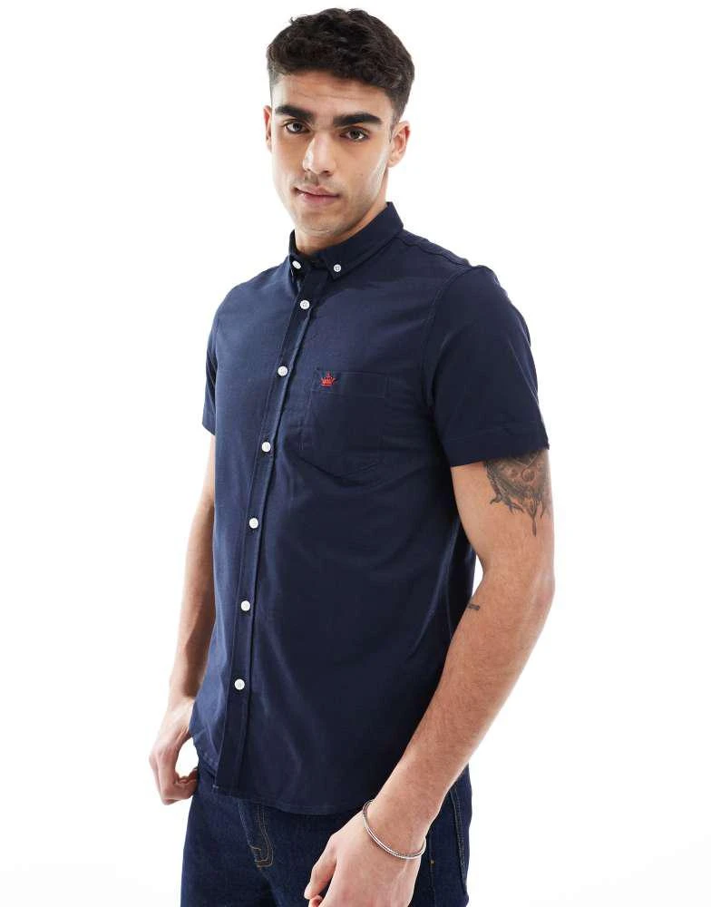 Brave Soul Brave Soul Cotton oxford short sleeve shirt in navy 1