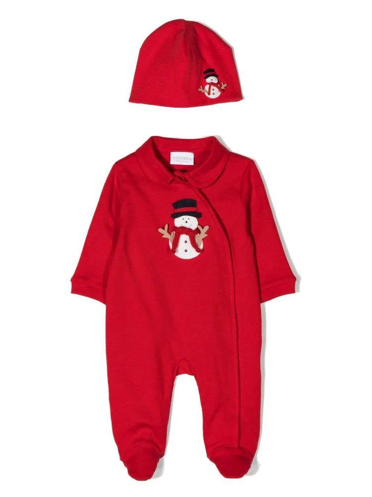 La Perla La Perla Kids Snowman-Patch Romper Set