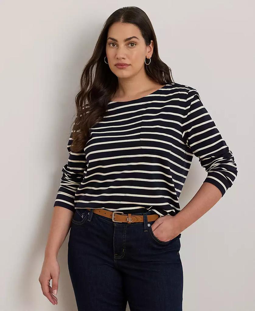Ralph Lauren Women's Striped Jersey Snap-Trim Boatneck Top, P/XS-