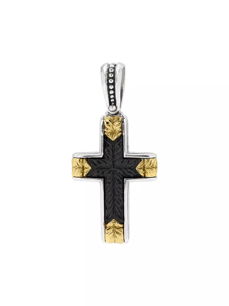 Konstantino Laconia Sterling Silver, 18K Yellow Gold & Onyx Cross Pendant 2