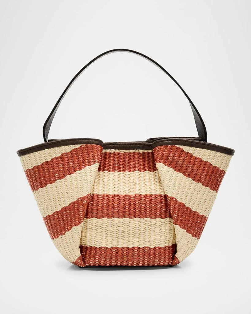 Brunello Cucinelli Marine Mini Striped Raffia Tote Bag 1