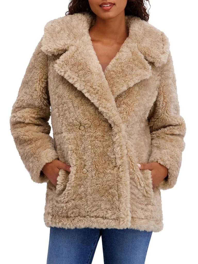 Kensie Double Breasted Faux-Fur Peacoat