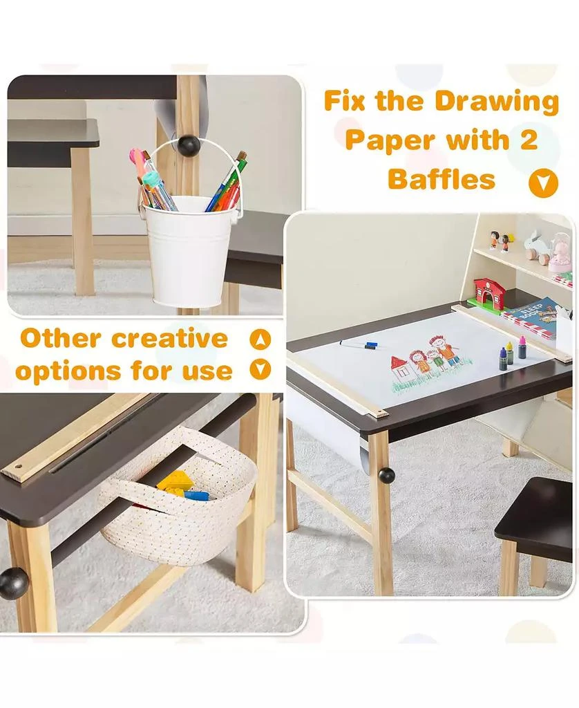 GOUUN Kids Art Table and Chairs Set with Paper Roll and Storage Bins 10