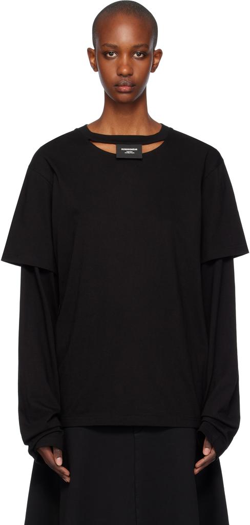 pushBUTTON Black Sleeve Layered Jersey T-shirt