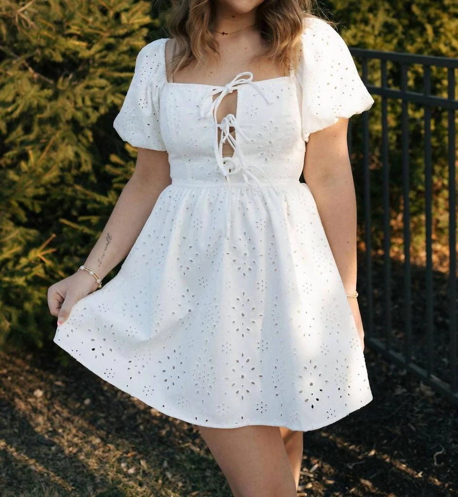 chinese dress ladies Rylie White Denim Strapless Fringe Mini Dress main image 0