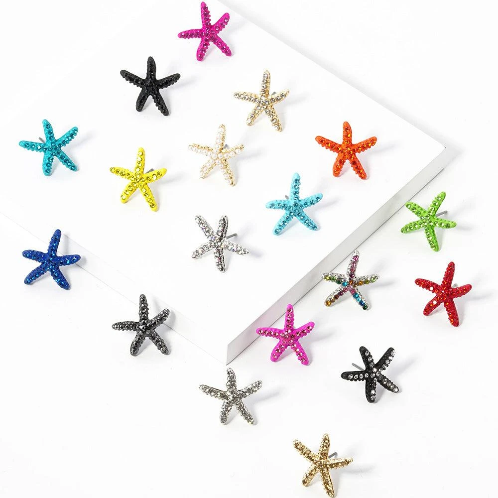 FASHNZFAB Crystal Paved Starfish Stud Earrings 4
