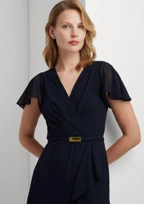 Ralph Lauren Ralph Lauren Belted Georgette Flutter Sleeve Gown 3