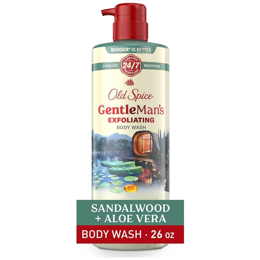 Old Spice Body Wash for Men, 24/7 Shower Fresh, Exfoliation + Moisturization Sandalwood + Aloe Vera 1