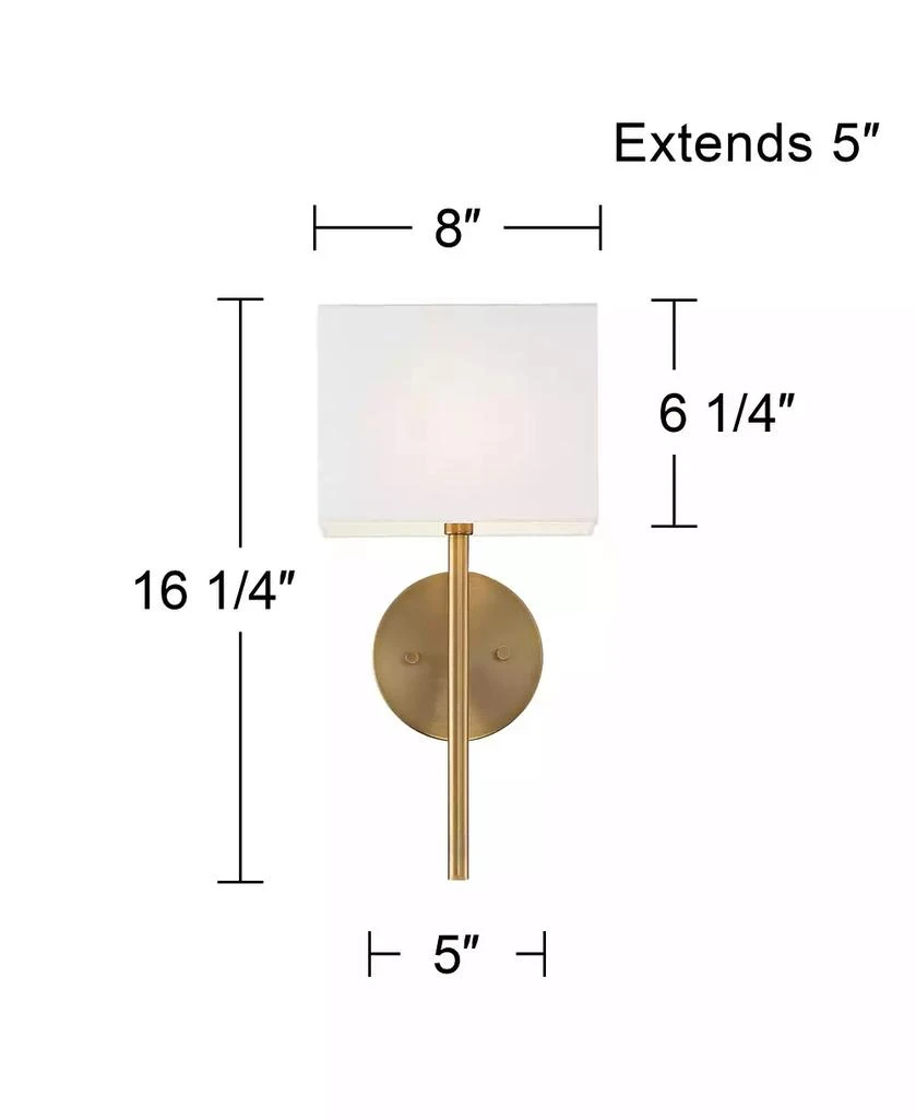 Possini Euro Design Modern Wall Sconce Lighting Warm Brass Hardwired 16 1/4" High Fixture Rectangular Linen Bedroom Home Living Room 2