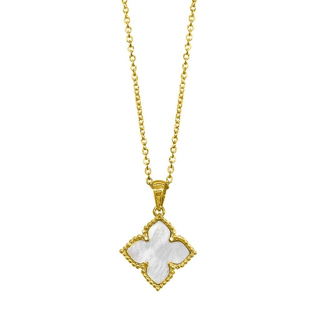 ADORNIA 16-18" Adjustable 14K Gold Plated Flower Imitation Mother of Pearl Necklace