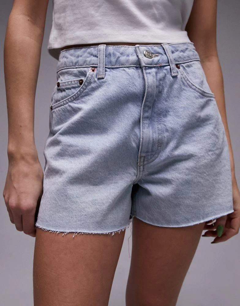 Topshop Topshop denim a-line Mom Shorts in bleach 5