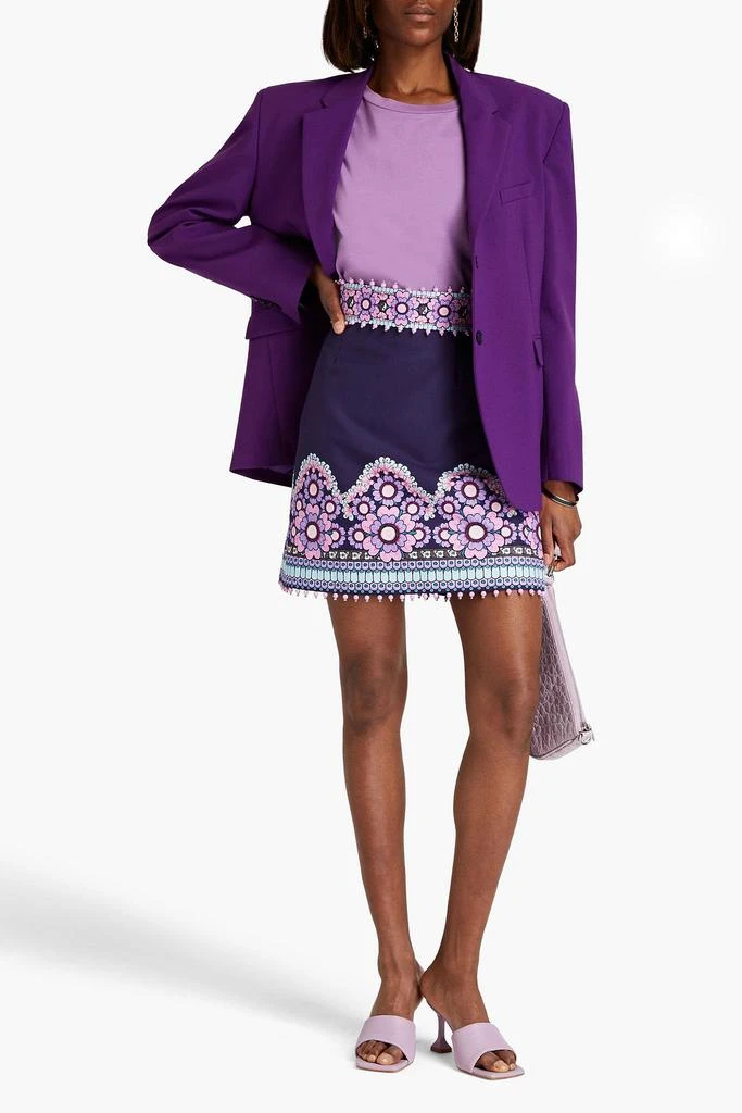Zimmermann Embellished printed cotton and silk-blend twill mini skirt 2