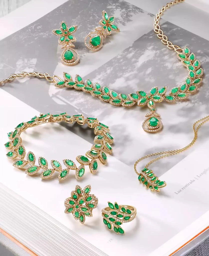 Effy EFFY® Emerald (5-1/4 ct. t.w.) and Diamond (1-1/4 ct. t.w.) Teardrop Earrings in 14k Gold or 14k White Gold, Created for Macy's 8