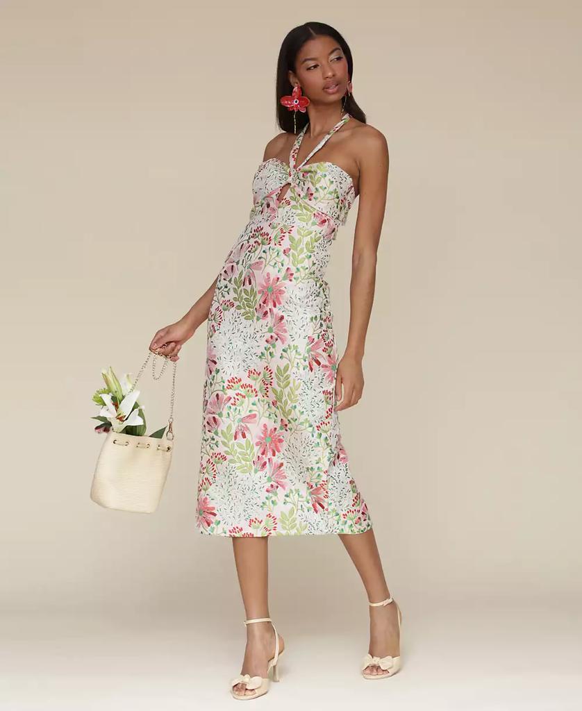 Avec Les Filles Women's Floral Brocade Halter Midi Dress