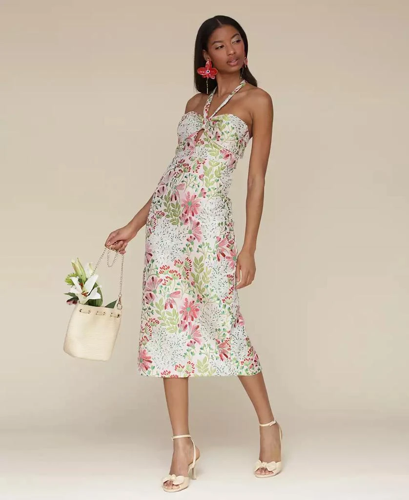 Avec Les Filles Women's Floral Brocade Halter Midi Dress 2