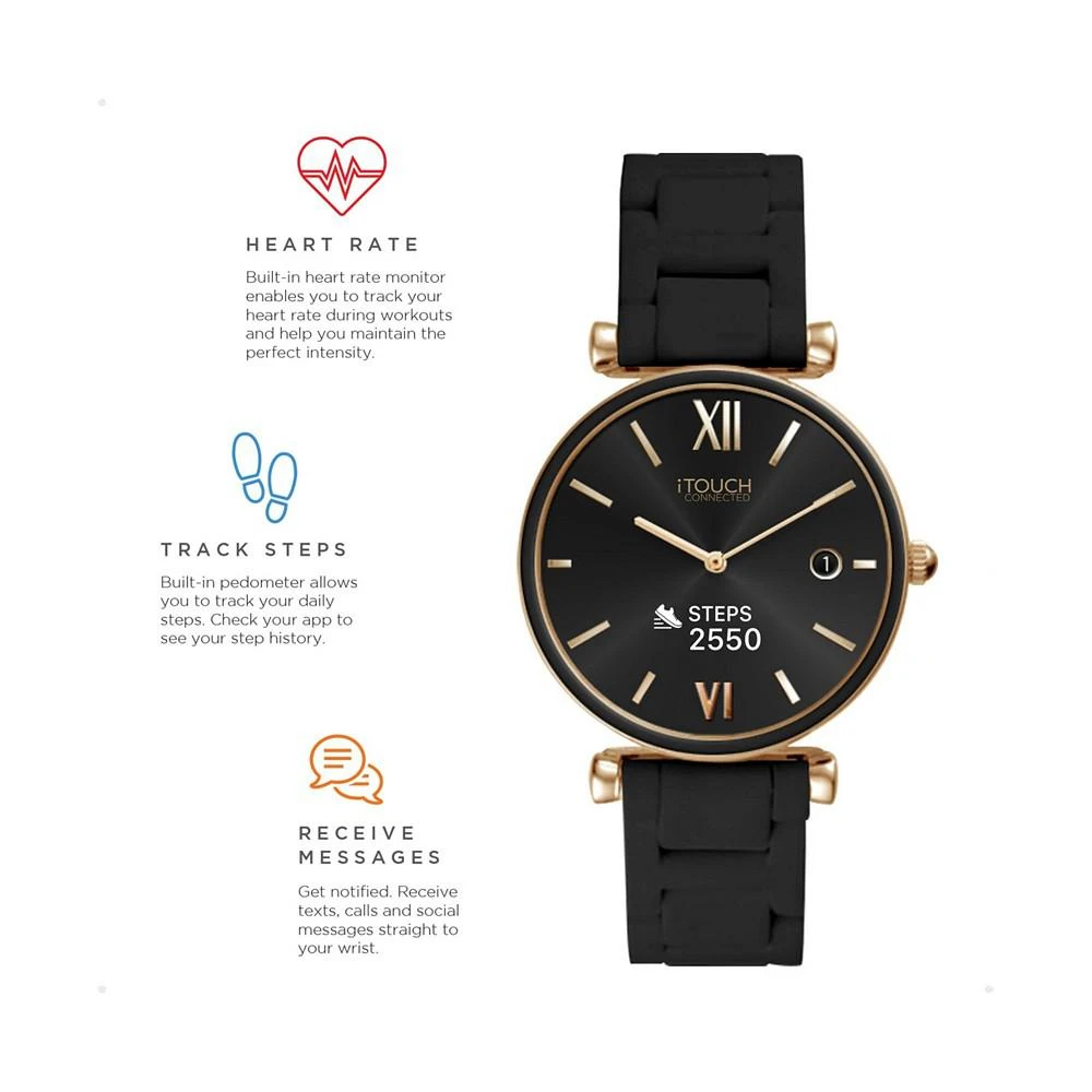 iTouch Connected Women's Hybrid Smartwatch Fitness Tracker: Gold Case with Black Metal Strap 38mm 4