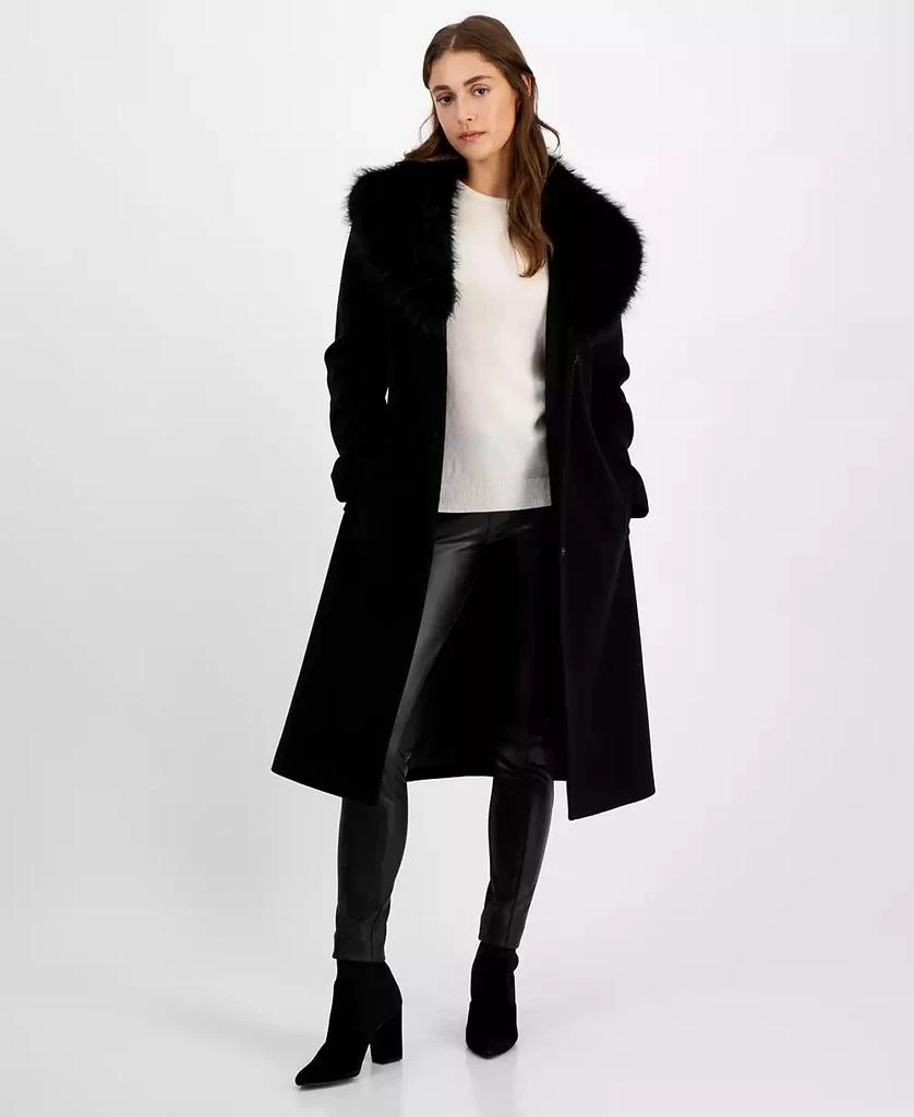 Sam Edelman Women's Belted Faux-Fur-Collar Walker Coat 3