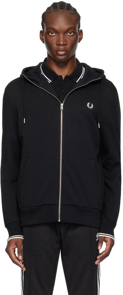 Fred Perry Black Zip Through Hoodie 1