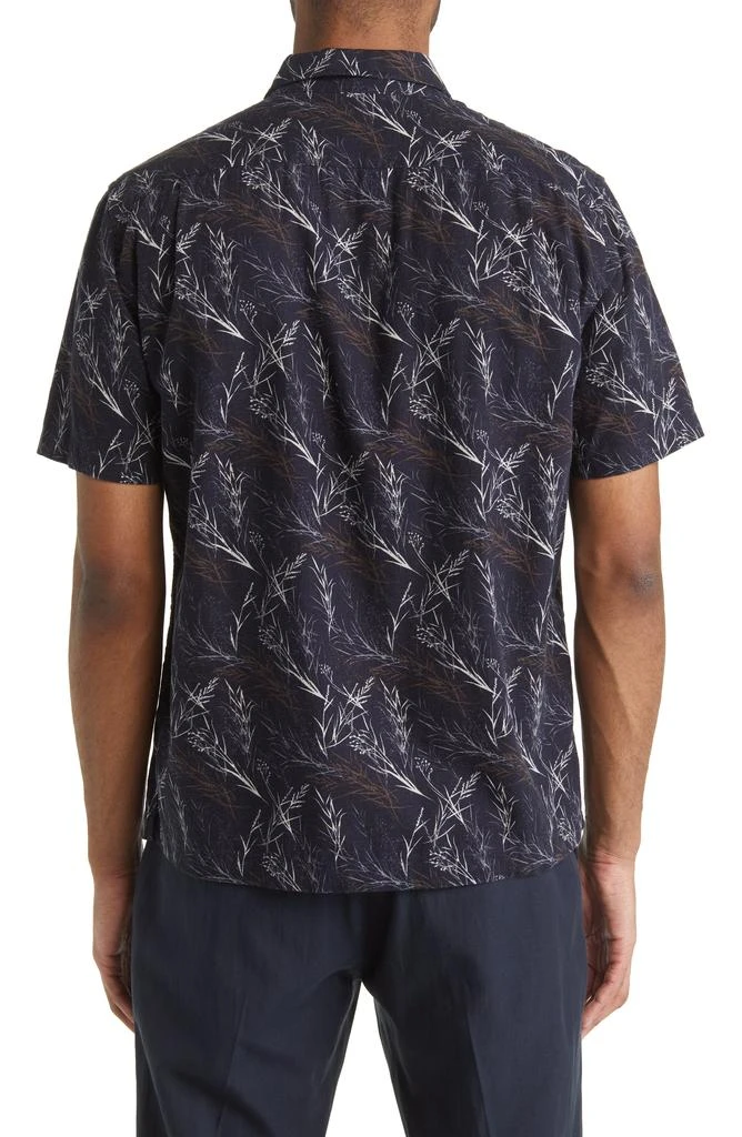 Vince Leaf Print Short Sleeve Linen Blend Button-Up Shirt 3