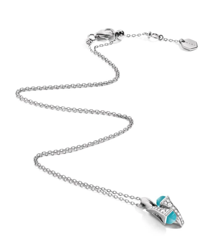 MARLI New York White Gold, Diamond and Blue Chalcedony Cleo Pendant Necklace 1