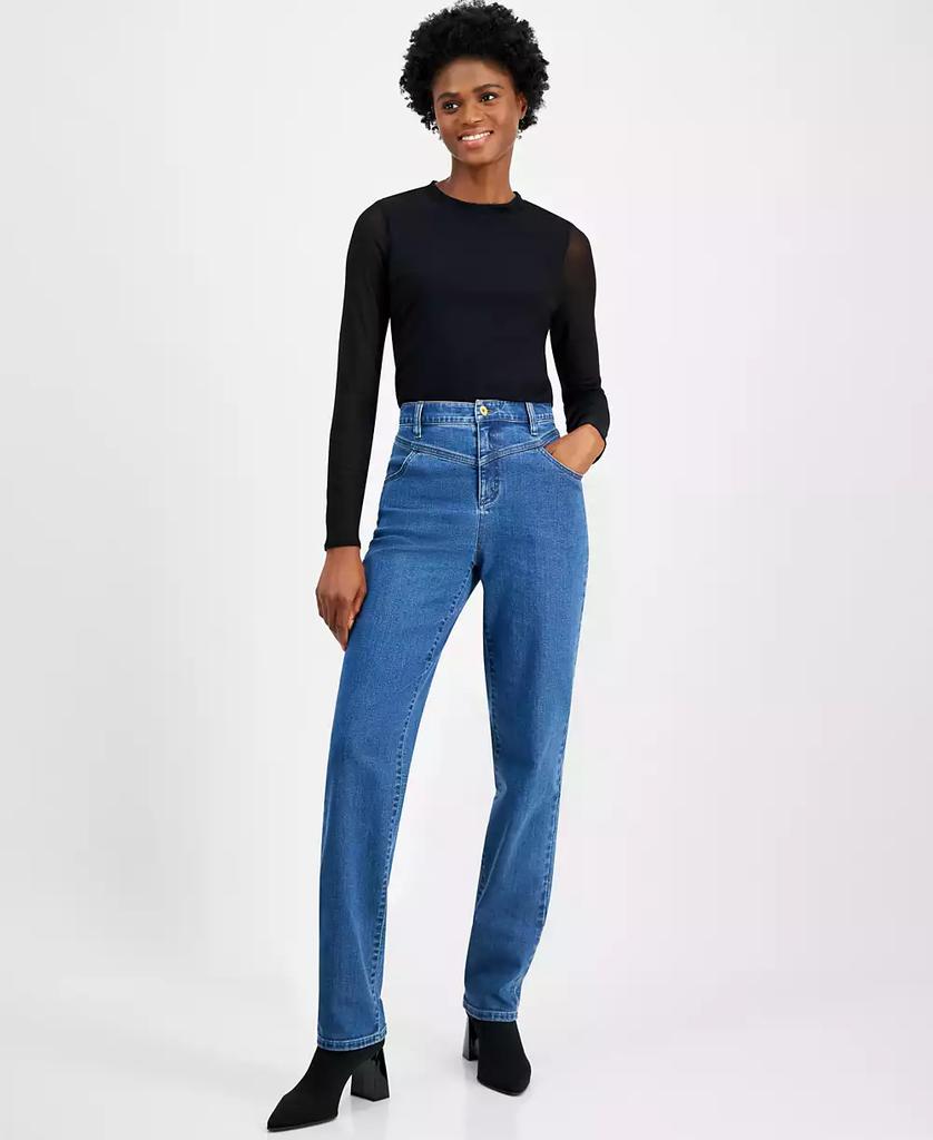 INC International Women's High-Rise Straight-Leg Denim Jeans, Created for Macy's
