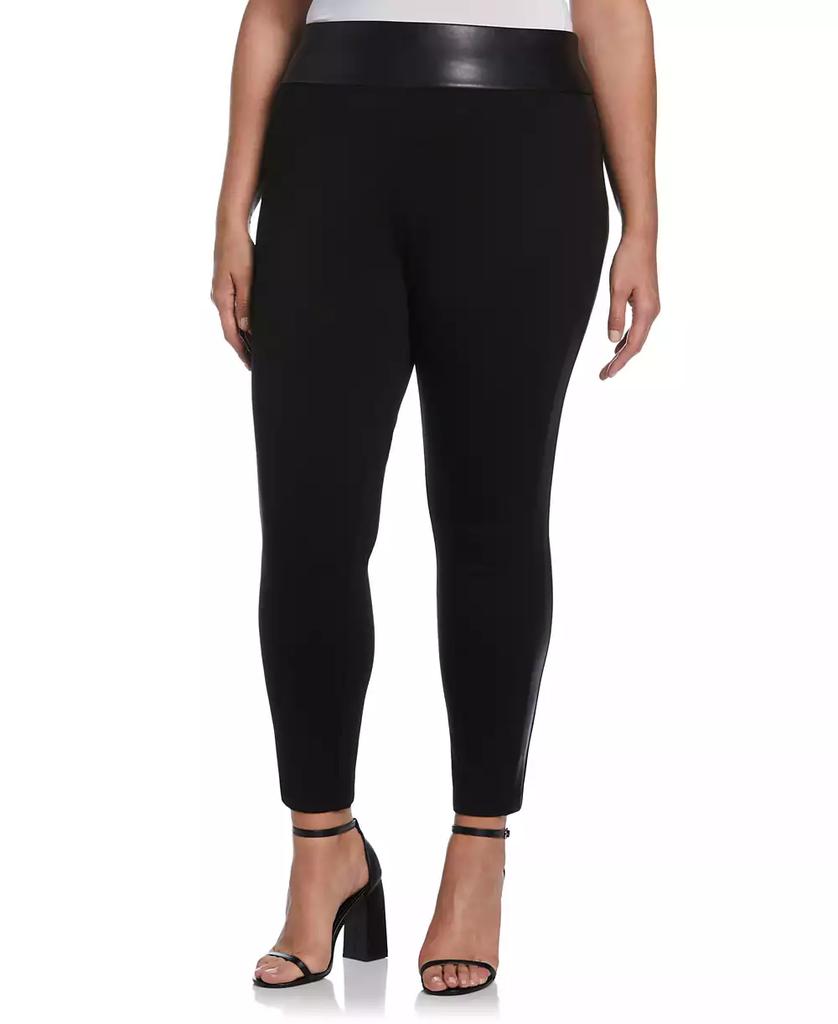 Rafaella Plus Size Faux Leather Trimmed Pull-On Pant