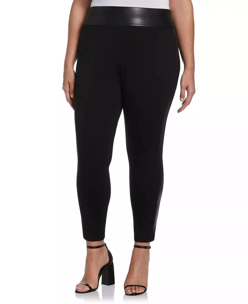 Rafaella Plus Size Faux Leather Trimmed Pull-On Pant 1