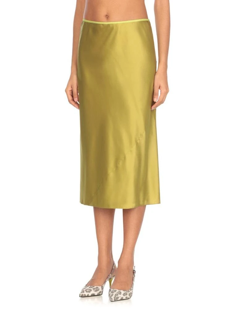 Dries Van Noten Sleek Acid Green Silk Skirt 2