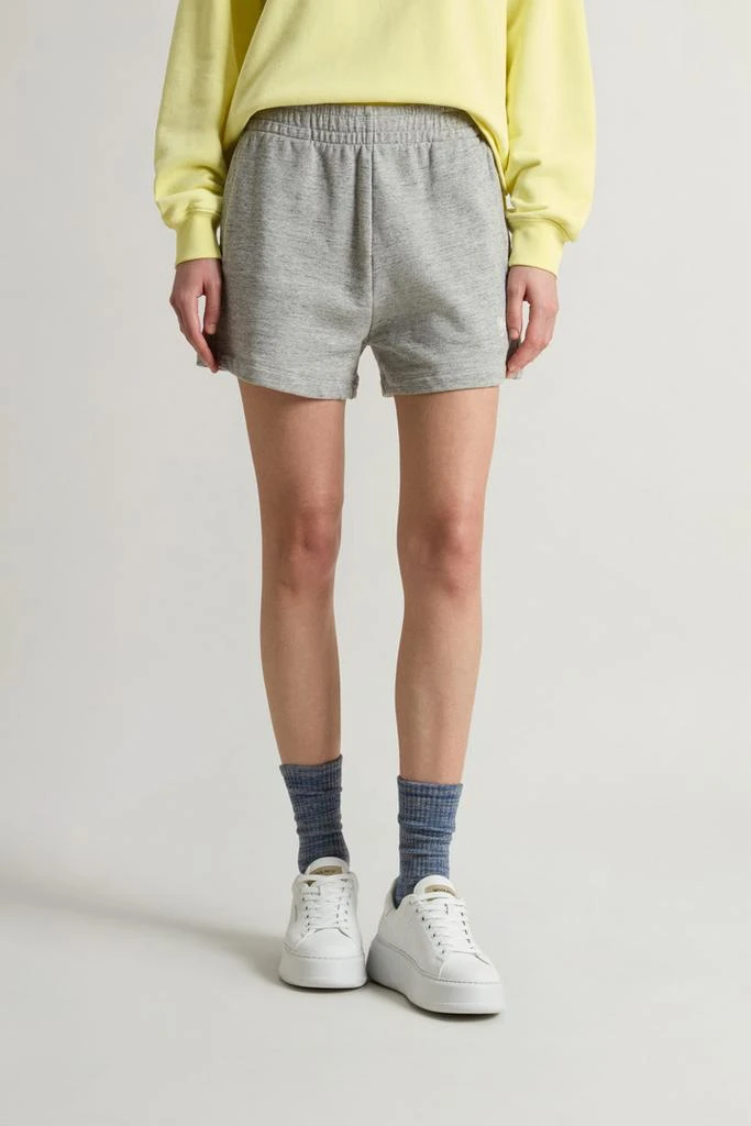 Woolrich Shorts in Pure Cotton Mouliné Fleece with Logo - Women - Gray 2