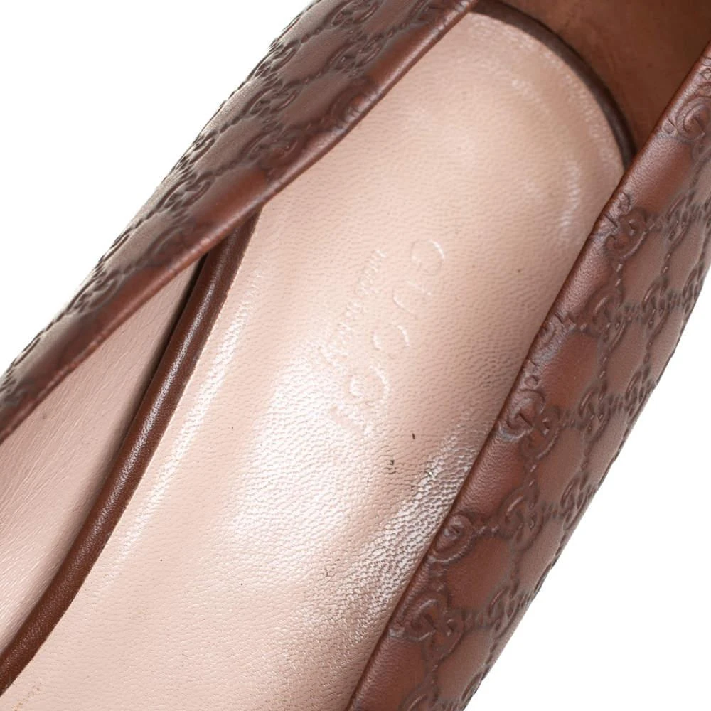 Gucci Gucci Brown Microguccissima Leather Peep Toe Platform Pumps Size 38.5 7
