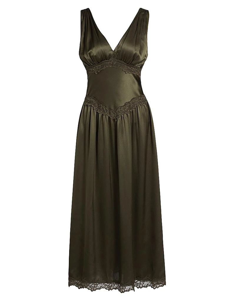 Reformation Stasia Lace-Trim Silk Dress 1