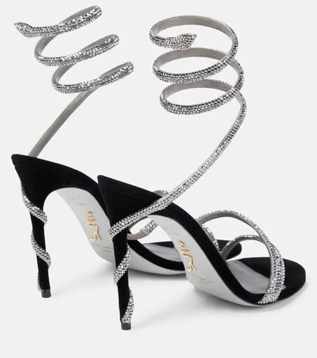 Rene Caovilla Cleo crystal-embellished velvet sandals 3