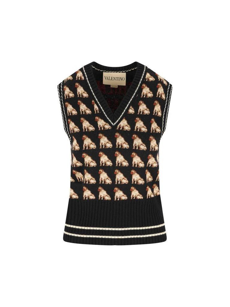 Valentino Valentino Petit Charles Jacquard V-Neck Vest from Cettire