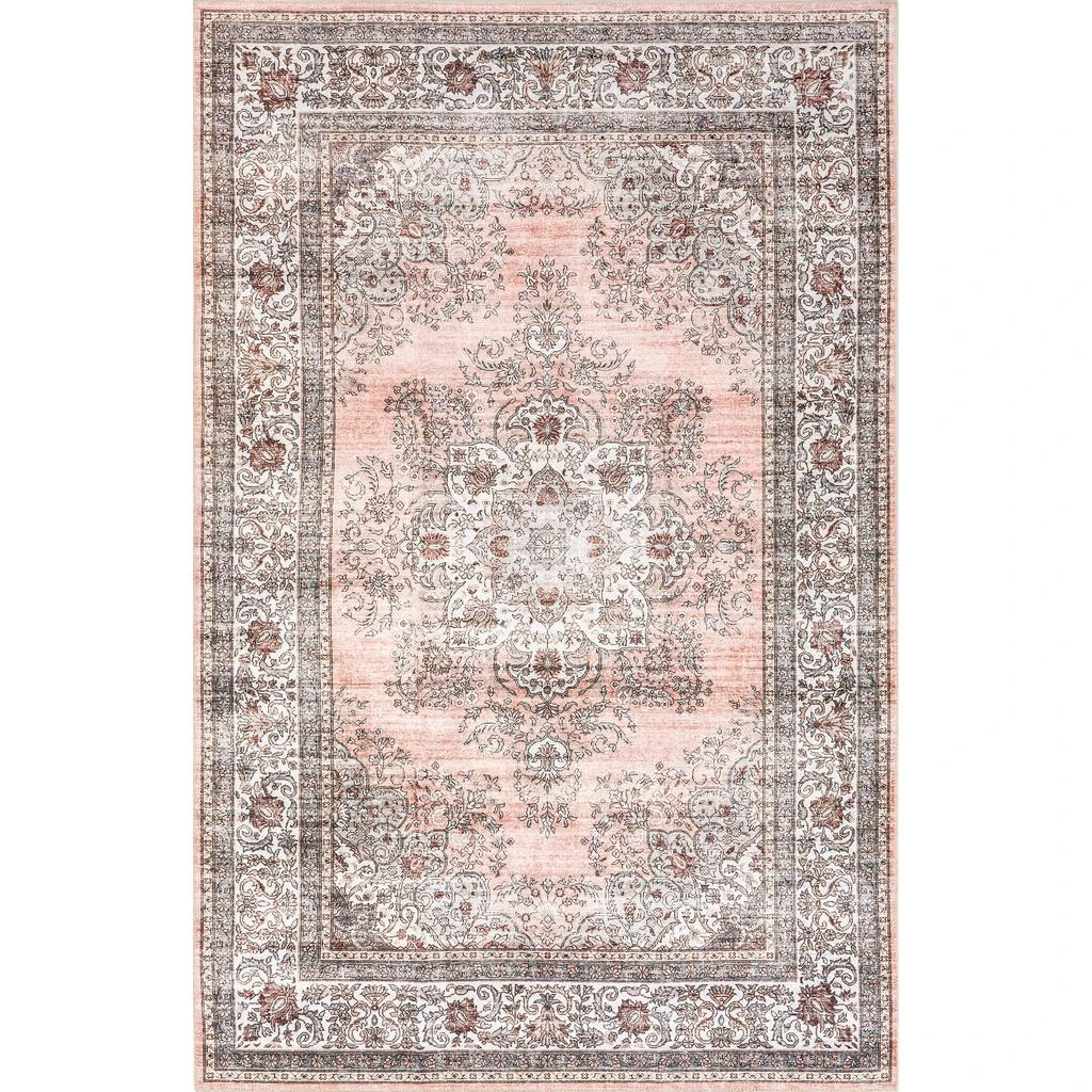 nuLOOM Cia Floral Spill Proof Machine Washable Area Rug 2