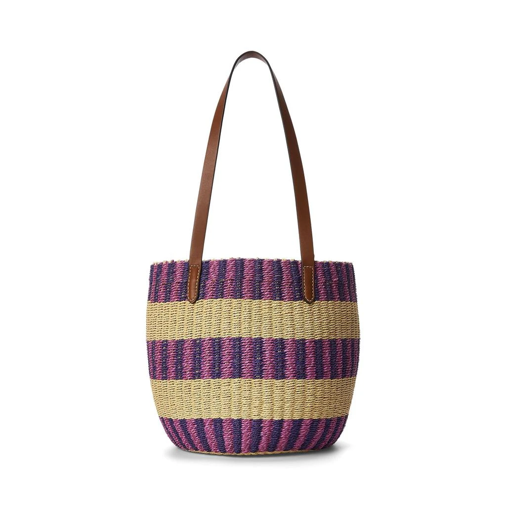 Lauren Ralph Lauren Striped Straw Medium Hartley Tote Bag 2