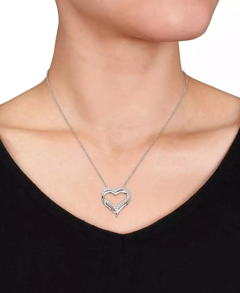 Macy's Lab-Grown White Sapphire Heart 18" Pendant Necklace (5/8 ct. t.w.) in Sterling Silver 2