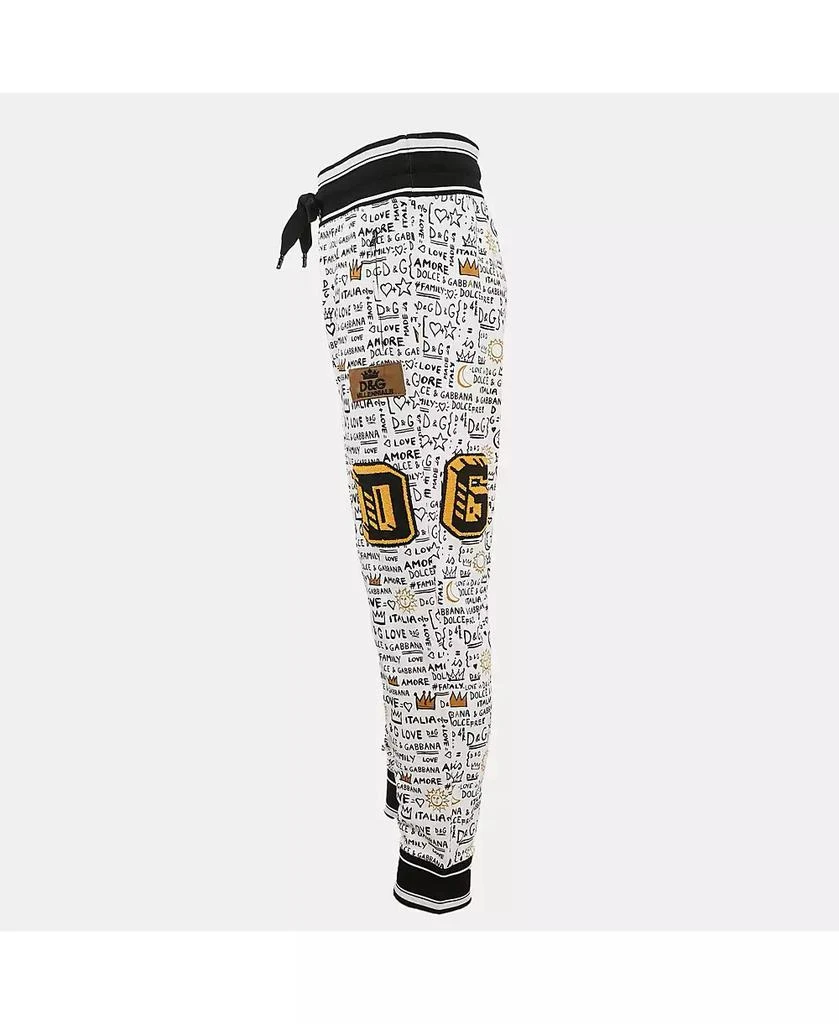 Pre-Owned Dolce & Gabbana Women's White Graffiti Print Jersey Cotton Knit Joggers 2